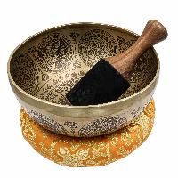 Singing Bbuddhist Hand Beaten Jambati Singing Bowl, With Super Fine Etching Carving, [flower Design]