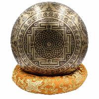 Singing Bbuddhist Hand Beaten Jambati Singing Bowl, With Super Fine Etching Carving, [flower Design]