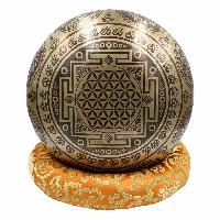 Buddhist Hand Beaten Jambati Singing Bowl, With Super Fine Etching Carving, [flower Design]