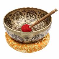 Buddhist Hand Beaten Jambati Singing Bowl, With Super Fine Etching Carving, [flower Design]