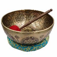 Buddhist Hand Beaten Jambati Singing Bowl, With Super Fine Etching Carving, [manjushri]