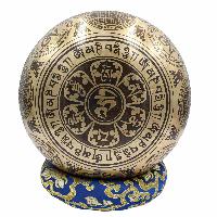 Buddhist Hand Beaten Jambati Singing Bowl, With Super Fine Etching Carving, [double Dorje]