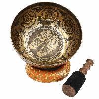 Buddhist Hand Beaten Jambati Singing Bowl, With Super Fine Etching Carving, [select Accessories]
