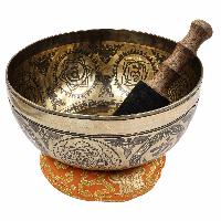 Buddhist Hand Beaten Jambati Singing Bowl, With Super Fine Etching Carving, [select Accessories]