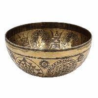 Buddhist Hand Beaten Jambati Singing Bowl, With Super Fine Etching Carving, [yoga Man], [select Accessories]