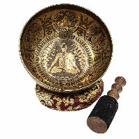 Buddhist Hand Beaten Jambati Singing Bowl, With Super Fine Etching Carving, [yoga Man], [select Accessories]