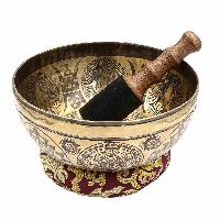 Buddhist Hand Beaten Jambati Singing Bowl, With Super Fine Etching Carving, [yoga Man], [select Accessories]