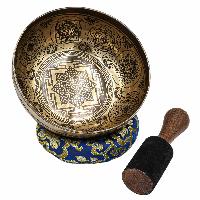 Buddhist Hand Beaten Jambati Singing Bowl, With Super Fine Etching Carving, [select Accessories]