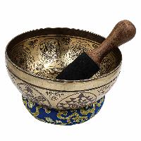 Buddhist Hand Beaten Jambati Singing Bowl, With Super Fine Etching Carving, [select Accessories]