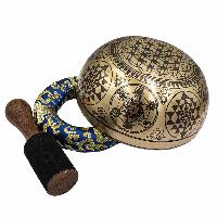 Buddhist Hand Beaten Jambati Singing Bowl, With Super Fine Etching Carving, [select Accessories]