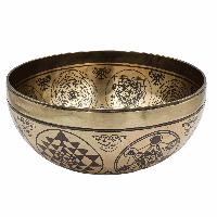 Buddhist Hand Beaten Jambati Singing Bowl, With Super Fine Etching Carving, [select Accessories]