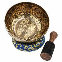 Buddhist Hand Beaten Jambati Singing Bowl, With Super Fine Etching Carving