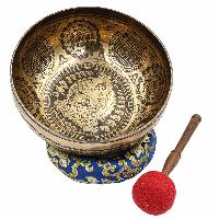 Buddhist Hand Beaten Jambati Singing Bowl, With Super Fine Etching Carving, [medicine Buddha], [select Accessories]