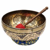 Buddhist Hand Beaten Jambati Singing Bowl, With Super Fine Etching Carving, [medicine Buddha], [select Accessories]