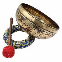 Buddhist Hand Beaten Jambati Singing Bowl, With Super Fine Etching Carving, [medicine Buddha], [select Accessories]