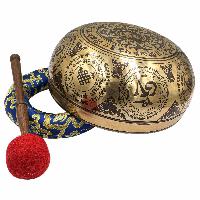 Buddhist Hand Beaten Jambati Singing Bowl, With Super Fine Etching Carving, [medicine Buddha], [select Accessories]