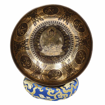 Buddhist Hand Beaten Jambati Singing Bowl, With Super Fine Etching Carving, [select Accessories]