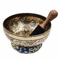 Buddhist Hand Beaten Jambati Singing Bowl, With Super Fine Etching Carving, [select Accessories]