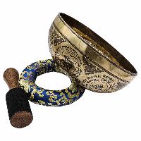 Buddhist Hand Beaten Jambati Singing Bowl, With Super Fine Etching Carving, [select Accessories]