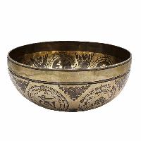 Buddhist Hand Beaten Jambati Singing Bowl, With Super Fine Etching Carving, [select Accessories]