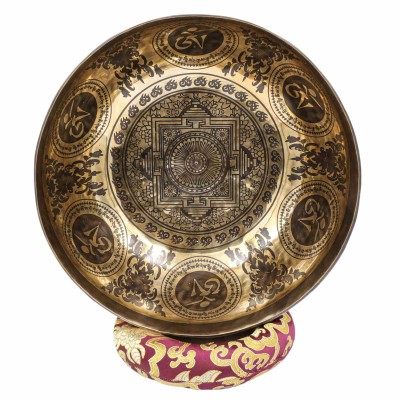 Buddhist Hand Beaten Jambati Singing Bowl, With Super Fine Etching Carving, [select Accessories]