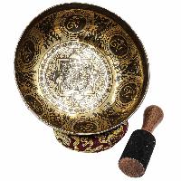 Buddhist Hand Beaten Jambati Singing Bowl, With Super Fine Etching Carving, [select Accessories]