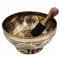 Buddhist Hand Beaten Jambati Singing Bowl, With Super Fine Etching Carving, [select Accessories]