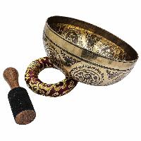 Buddhist Hand Beaten Jambati Singing Bowl, With Super Fine Etching Carving, [select Accessories]