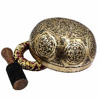 Buddhist Hand Beaten Jambati Singing Bowl, With Super Fine Etching Carving, [select Accessories]