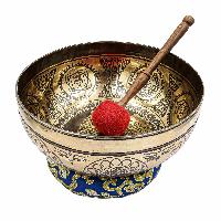 Buddhist Hand Beaten Jambati Singing Bowl, With Super Fine Etching Carving, [select Accessories]