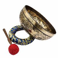 Buddhist Hand Beaten Jambati Singing Bowl, With Super Fine Etching Carving, [select Accessories]