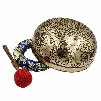 Buddhist Hand Beaten Jambati Singing Bowl, With Super Fine Etching Carving, [select Accessories]