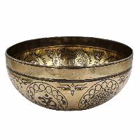 Buddhist Hand Beaten Jambati Singing Bowl, With Super Fine Etching Carving, [select Accessories]