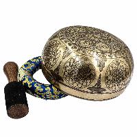 Buddhist Hand Beaten Jambati Singing Bowl, With Super Fine Etching Carving, [select Accessories]