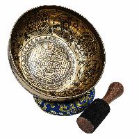 Buddhist Hand Beaten Jambati Singing Bowl, With Super Fine Etching Carving, [select Accessories]