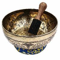 Buddhist Hand Beaten Jambati Singing Bowl, With Super Fine Etching Carving, [select Accessories]