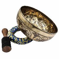 Buddhist Hand Beaten Jambati Singing Bowl, With Super Fine Etching Carving, [select Accessories]