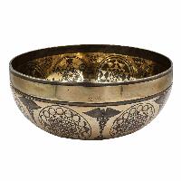 Buddhist Hand Beaten Jambati Singing Bowl, With Super Fine Etching Carving, [select Accessories]
