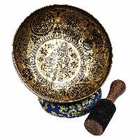 Buddhist Hand Beaten Jambati Singing Bowl, With Super Fine Etching Carving, [select Accessories]