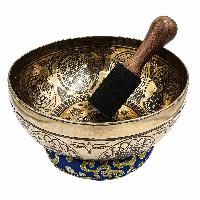 Buddhist Hand Beaten Jambati Singing Bowl, With Super Fine Etching Carving, [select Accessories]