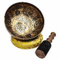 Buddhist Hand Beaten Jambati Singing Bowl, With Super Fine Etching Carving, [select Accessories]