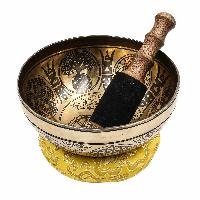 Buddhist Hand Beaten Jambati Singing Bowl, With Super Fine Etching Carving, [select Accessories]