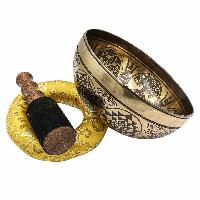 Buddhist Hand Beaten Jambati Singing Bowl, With Super Fine Etching Carving, [select Accessories]
