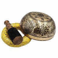Buddhist Hand Beaten Jambati Singing Bowl, With Super Fine Etching Carving, [select Accessories]
