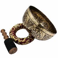 Buddhist Hand Beaten Jambati Singing Bowl, With Super Fine Etching Carving, [select Accessories]