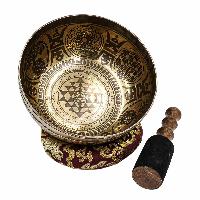 Buddhist Hand Beaten Jambati Singing Bowl, With Super Fine Etching Carving, [select Accessories]