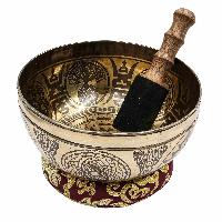 Buddhist Hand Beaten Jambati Singing Bowl, With Super Fine Etching Carving, [select Accessories]