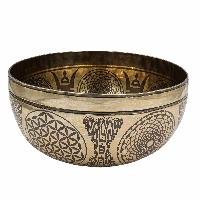 Buddhist Hand Beaten Jambati Singing Bowl, With Super Fine Etching Carving, [select Accessories]