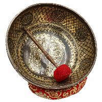 Buddhist Hand Beaten Jambati Singing Bowl, With Super Fine Etching Carving, [select Accessories]