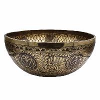 Buddhist Hand Beaten Jambati Singing Bowl, With Super Fine Etching Carving, [select Accessories]